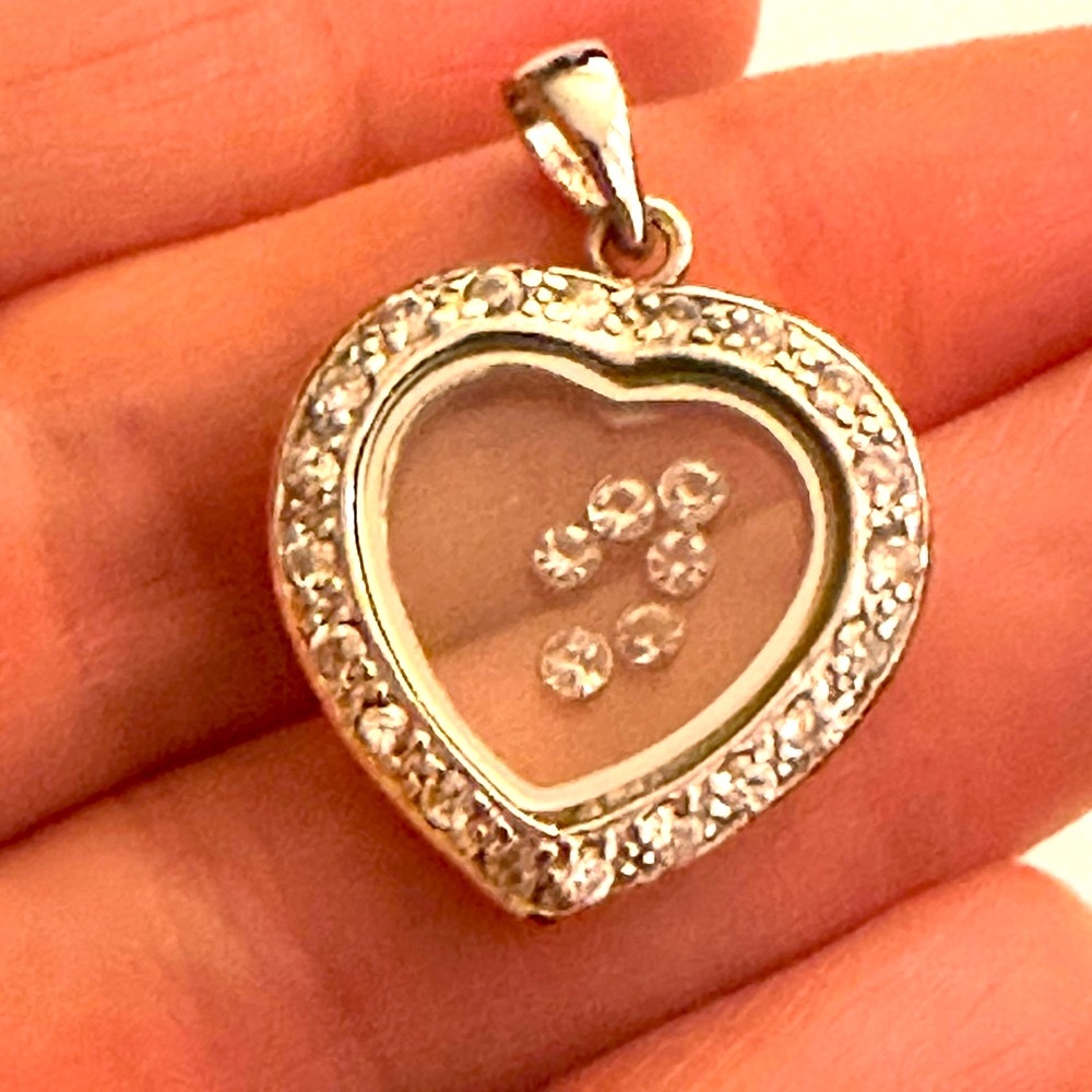 Sterling Silver 925 heart crystal pendant